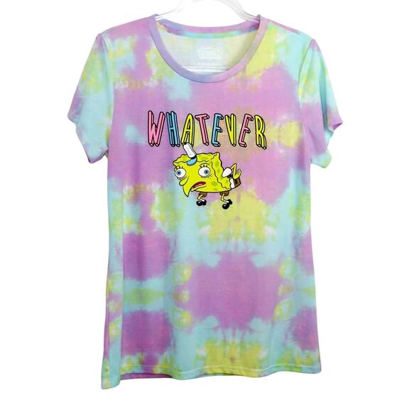 Spongebob Pastel Tie Dye Graphic T-Shirt Baby Tee - Picture 2 of 5